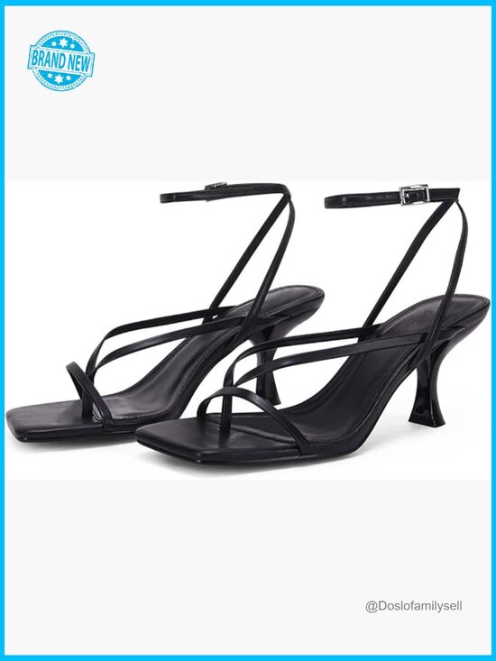 Lace Up Heeled Sandals Square Toe Strappy Party Shoes Kitten Heel main image 2